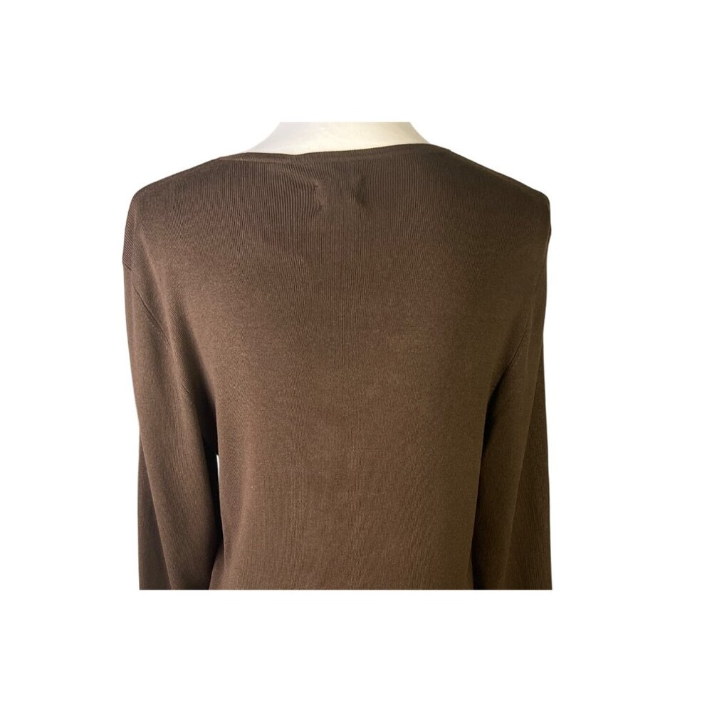 Chico's Brown V-Neck Long Sleeve Knit Top Pullover Sweater size M - Picture 5 of 8